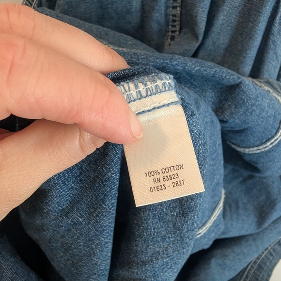 CJ BANKS Women's Blue Denim Bib Overall Pinafore Jumper Dress Size 16W - Picture 13 of 13